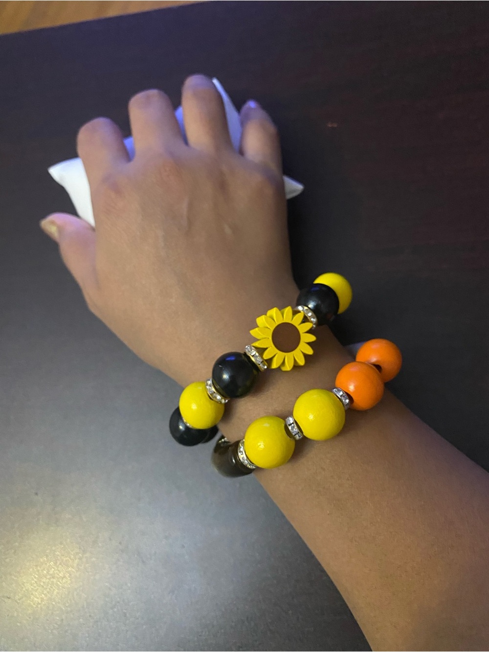 Yellow & Black Beaded Kids Bracelet Set